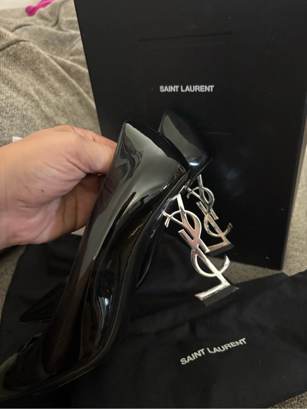 Saint Laurent Black Patent Pointed Toe Stiletto Pumps
